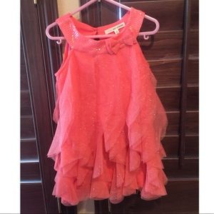 NWOT 3T Coral Sequined Ruffle Dress
